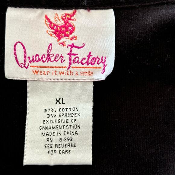 Quacker Factory Jacket Women's Size XL Wale Corduroy Rhinestone Full Zip Casual - Picture 4 of 11